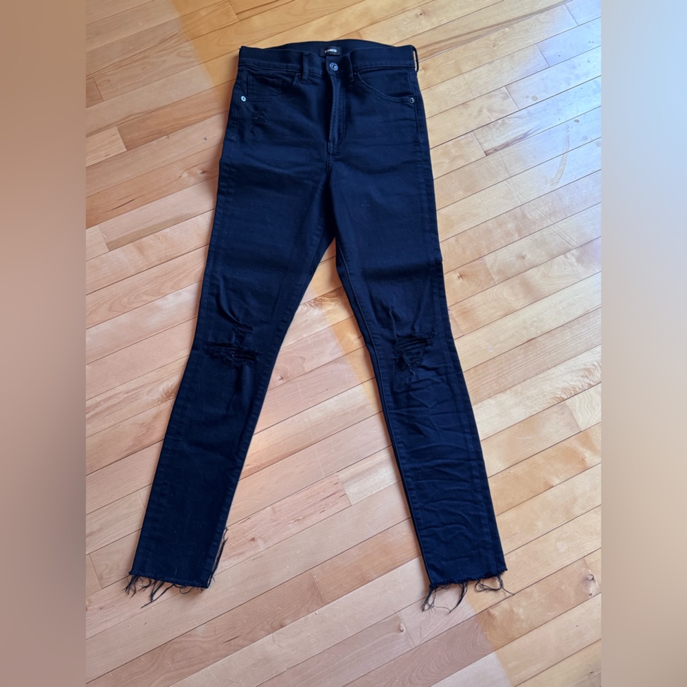 Express Black High-Rise Skinny Jeans - Back View